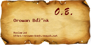 Orowan Bánk névjegykártya
